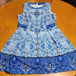Chetta B Blue and White Paisley Midi Dress